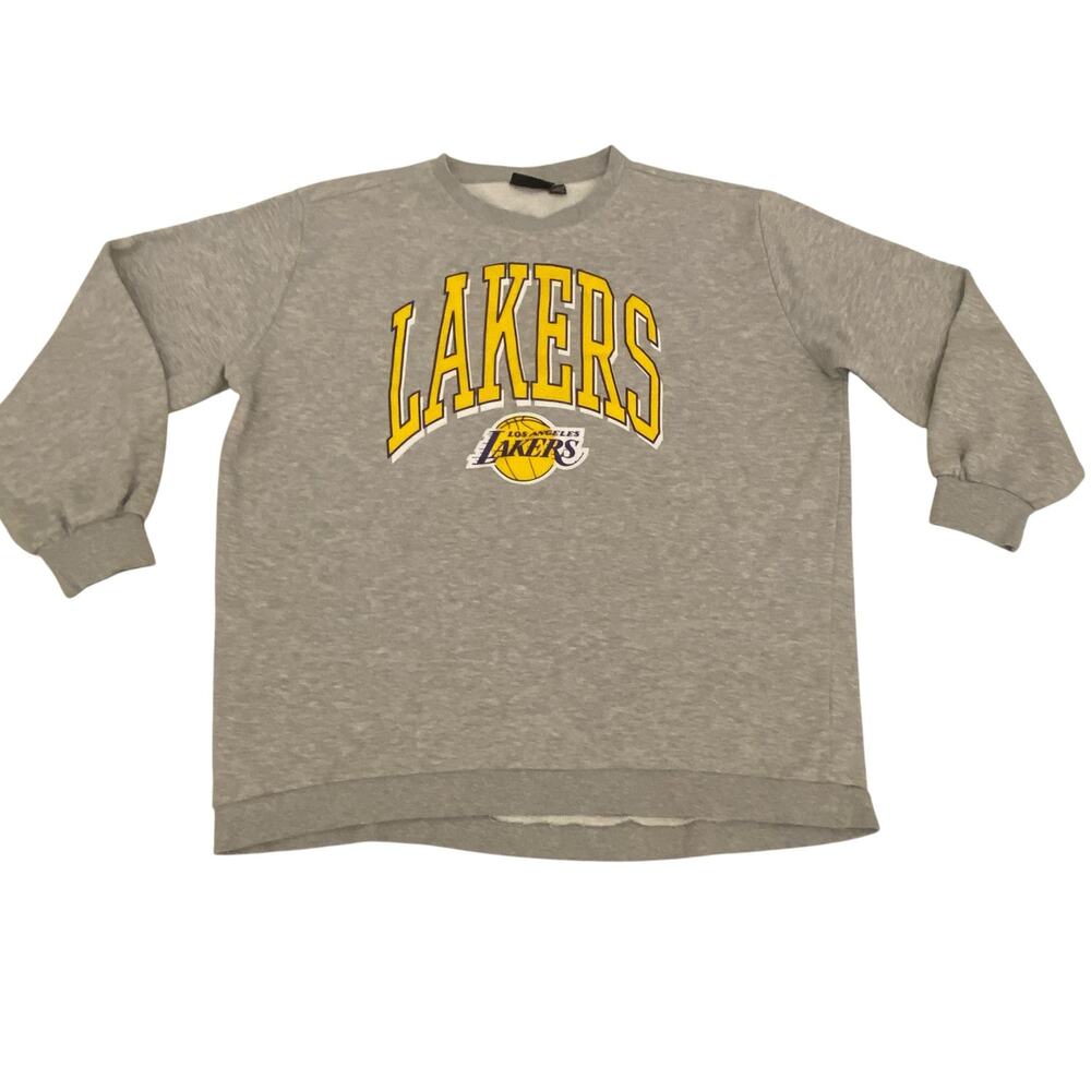 NBA Los Angeles Lakers Sweatshirt Size Medium Crewneck Logo Pullover Gray Unisex